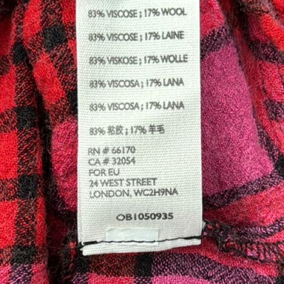 We the Free People Pacific Dawn Plaid Peplum Blouse Size Medium Pink & Red - Picture 12 of 12